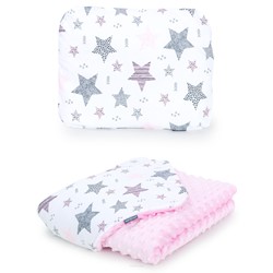 Prikaži podrobnosti za Odeja in vzglavnik Minky STARMIX PINK/LIGHT PINK Slika Odeja in vzglavnik Minky STARMIX PINK/LIGHT PINK