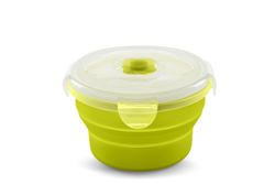 Prikaži podrobnosti za Zložljiv silikonski krožnik s pokrovom 540 ml GREEN Slika Zložljiv silikonski krožnik s pokrovom 540 ml GREEN