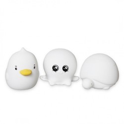 Prikaži podrobnosti za Set 3 mehkih silikonskih lučk Mini - Račka, hobotnica in želva Slika Set 3 mehkih silikonskih lučk Mini - Račka, hobotnica in želva