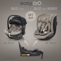 Prikaži podrobnosti za Modularni set Easy go Buz Pro (isofix + lupinica) + Buz Pro Body (avtosedež) TAUPE Slika Modularni set Easy go Buz Pro (isofix + lupinica) + Buz Pro Body (avtosedež) TAUPE
