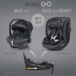 Prikaži podrobnosti za Modularni set Easy go Buz Pro (isofix + lupinica) + Buz Pro Body (avtosedež) GRANITO Slika Modularni set Easy go Buz Pro (isofix + lupinica) + Buz Pro Body (avtosedež) GRANITO