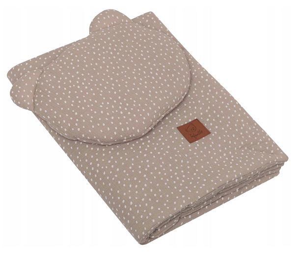 Slika 2-delna posteljnina muslin teddy BROWN DOTS 70x100