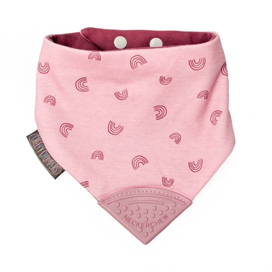 Slika Neckerchew Premium dvostranski slinček z grizalom - Rainbow Rose