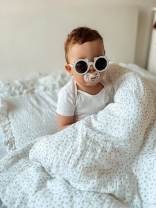 2- delna posteljnina Infantilo muslin DOTS WHITE